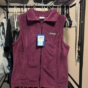 maroon colored Columbia vest